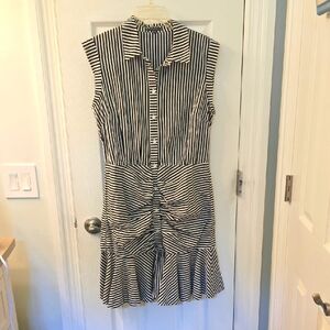 Madison Striped Button Down Cotton Dress Size M (0728C)
